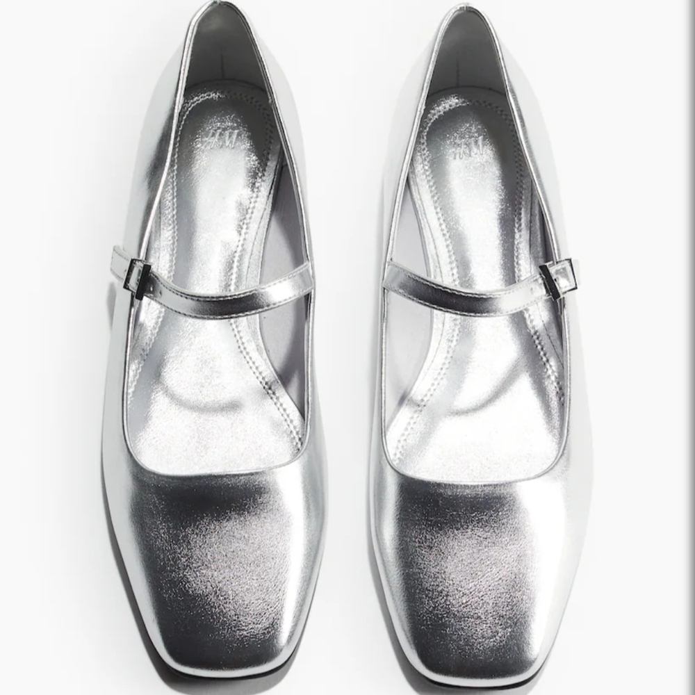 H&M Silver Women's Mary Jane Flats